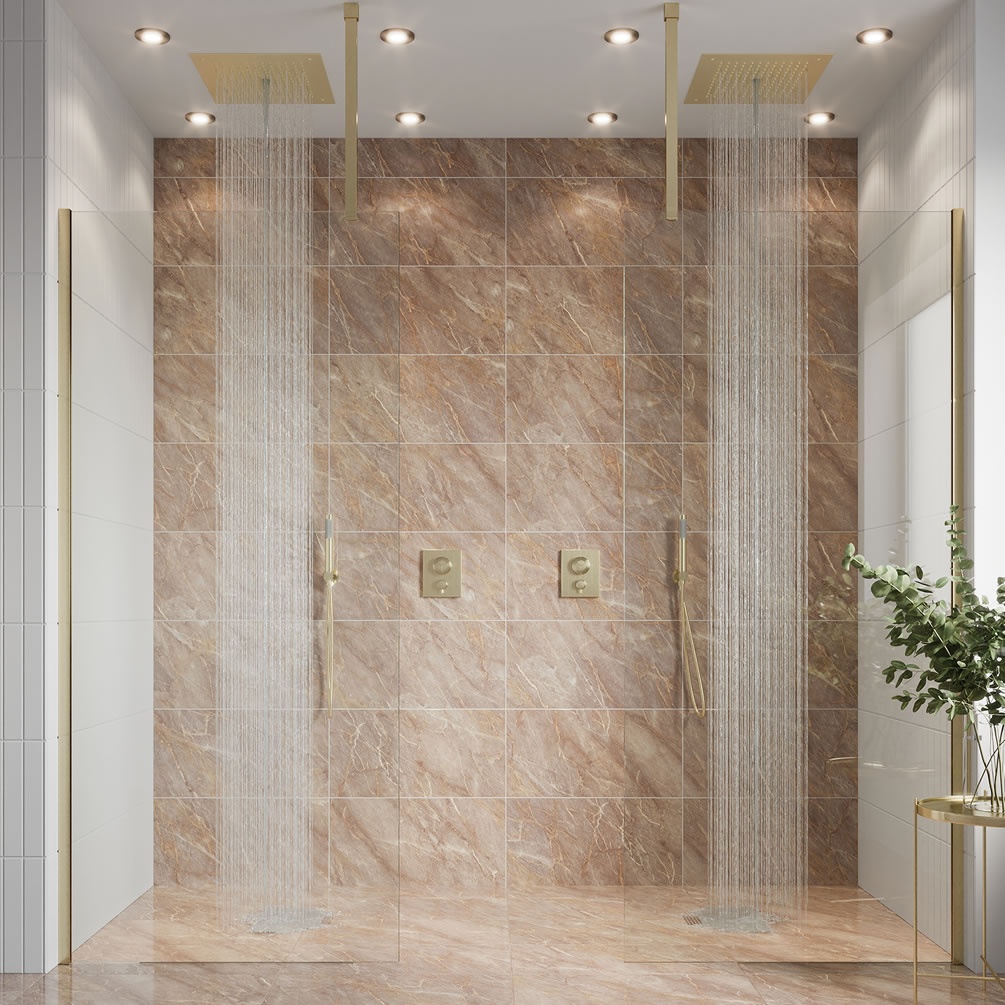 Lifestyle image of Crosswater Gallery 10 Brushed Brass 760mm Wetroom Screen